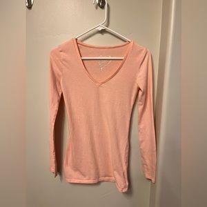 Light pink, long sleeve, v-neck